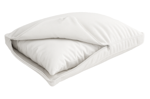 MelaSleep cover opened on the red label insert, medium setting