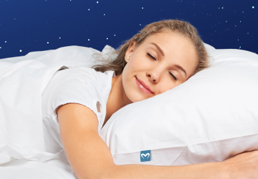 Two white MelaSleep pillows held side by side